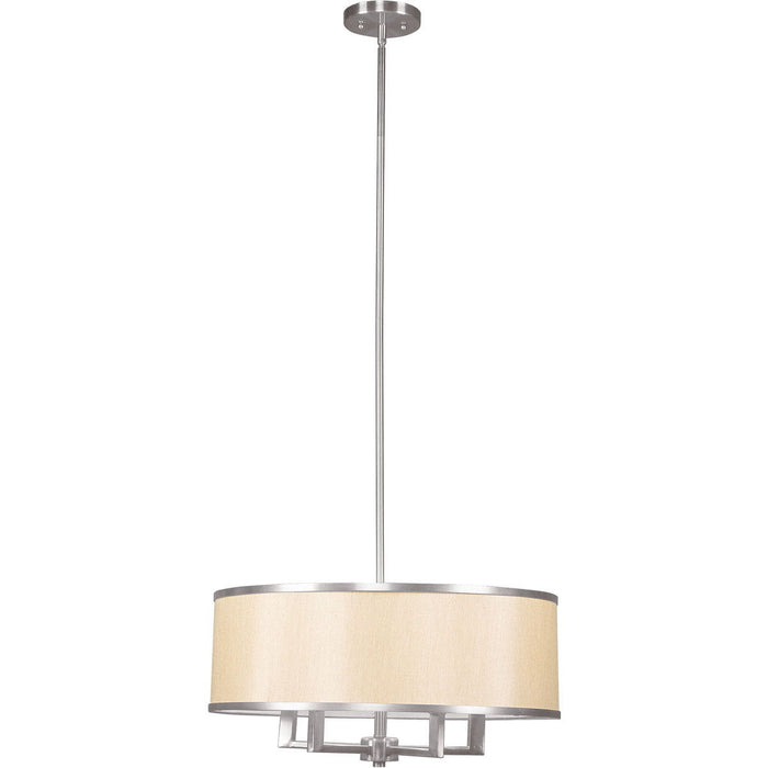 18" Four Light Dimmable Chandelier With Shades - Pearl Silver / Nickel