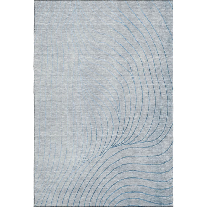 10' X 14' Abstract Washable Area Rug With UV Protection (718133) - Sky Blue / Silver