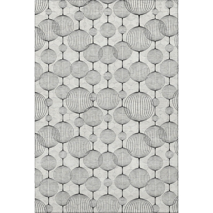8' X 10' Geometric Washable Area Rug With UV Protection - Graphite And Silver