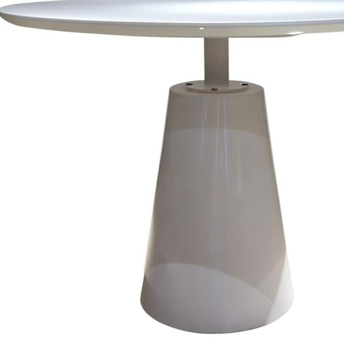 42" Wood And Metal Pedestal Base Round Top Dining Table - White
