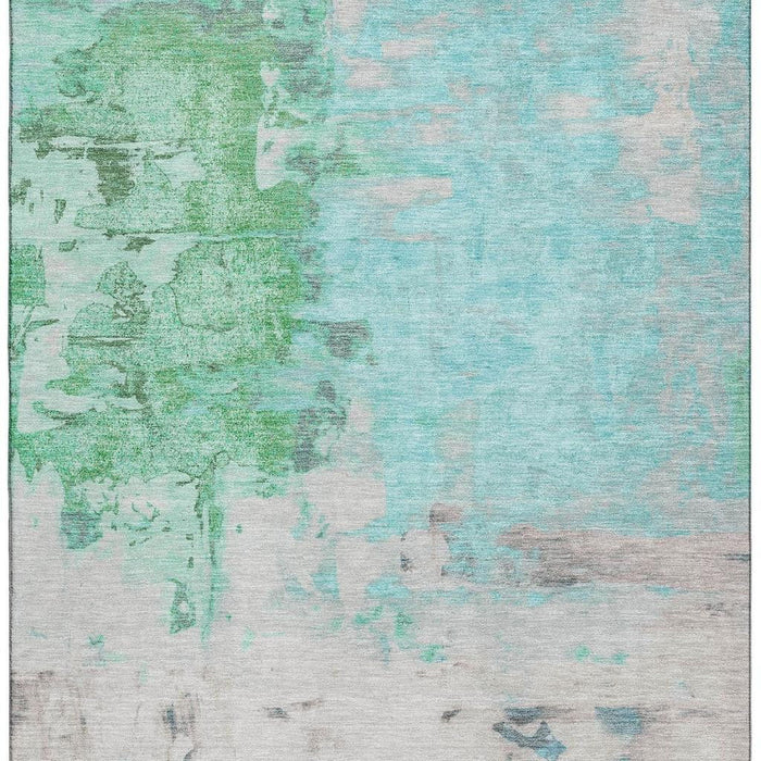 10' X 14' Abstract Washable Area Rug With UV Protection (709944) - Teal / Green / Ivory