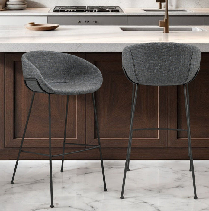 Steel Low Back Bar Height Bar Chairs (Set of 2) - Gray And Black