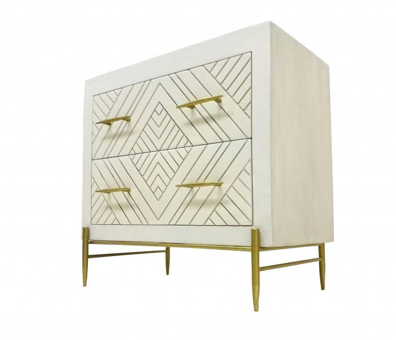 28" Two Drawer Nightstand - White