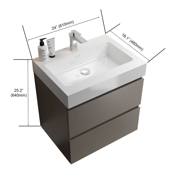 Giga Alice bathroom vanity with integrated sink, wall-mounted floating design, large storage, modern style, no drain or faucet included.