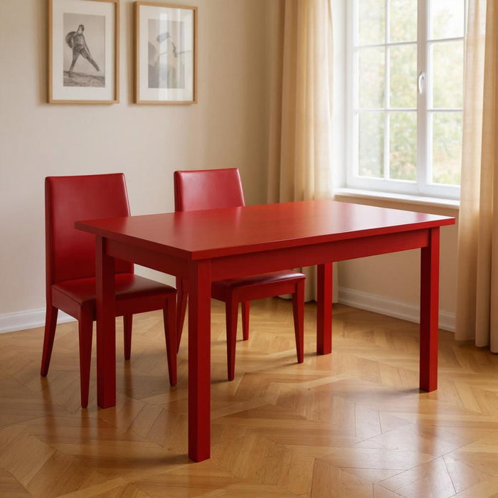 60" Solid Wood Dining Table - Fire Engine Red
