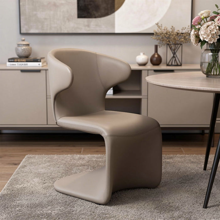 Faux Leather Wing Back Dining Side Chair - Light Brown