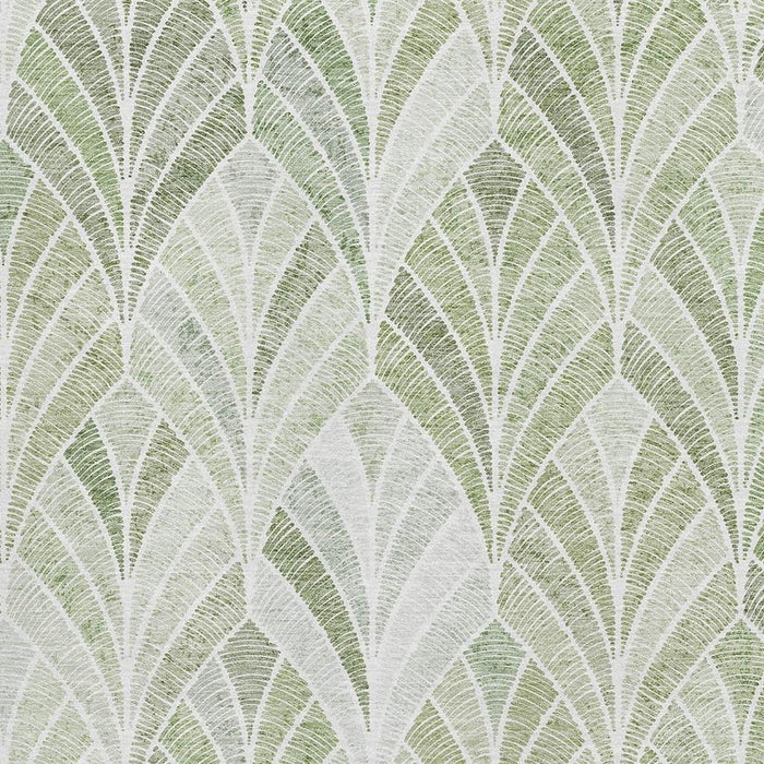 9' X 12' Geometric Washable Area Rug With UV Protection (667622) - Sage / Ivory