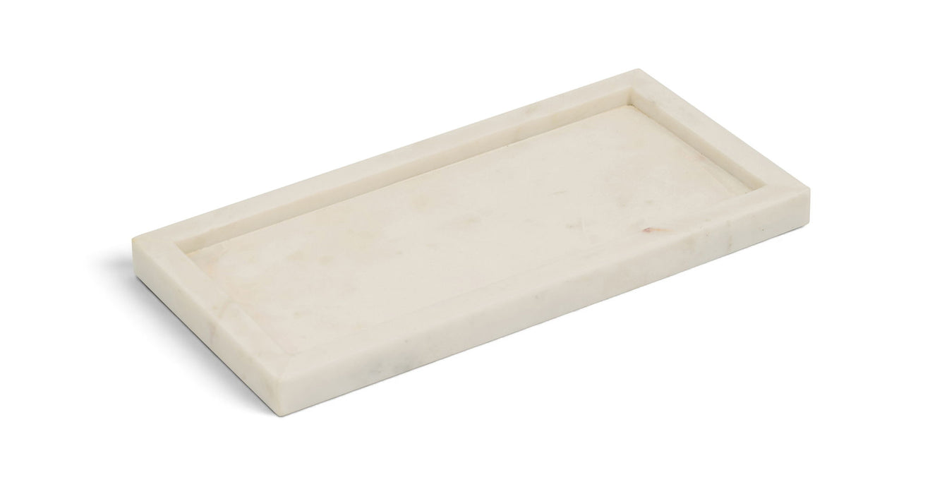 Genuine marble tray by Meridian Furniture featuring a sleek rectangular design with rounded edges and polished surface.