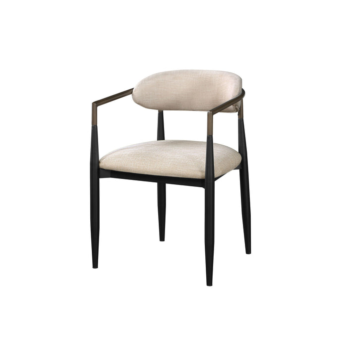 Upholstered Fabric Open Back Dining Arm Chairs (Set of 2) - Beige