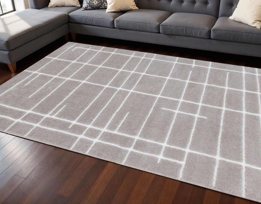 8' X 11' Striped Area Rug (660268) - Gray / White