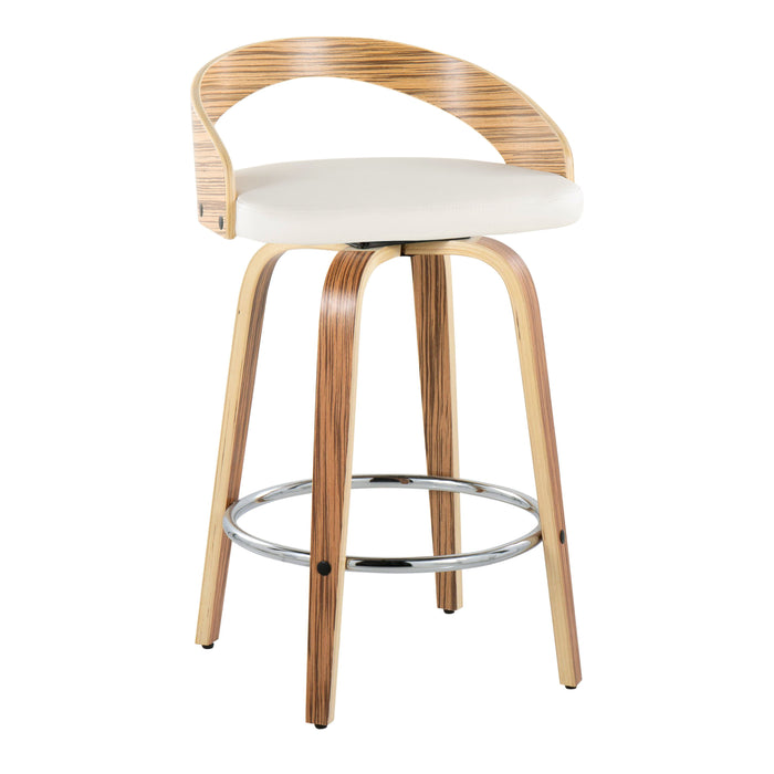 Grotto - 26" Fixed-height Counter Stool (Set of 2) - White & Light Brown