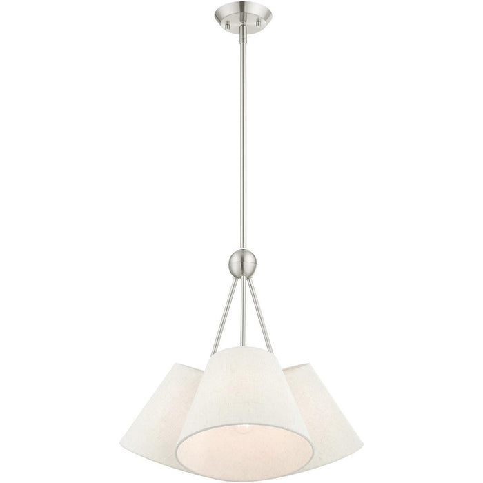 21" Three-Light Dimmable Chandelier With Shades - Nickel