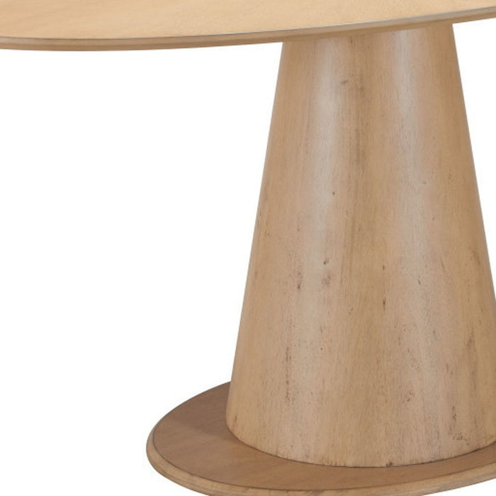 71" Wood And Solid Wood Oval Dining Table - Natural