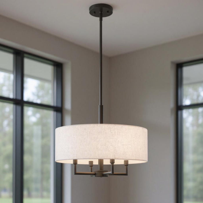 23'' Four Light Dimmable Chandelier With Shades - Bronze