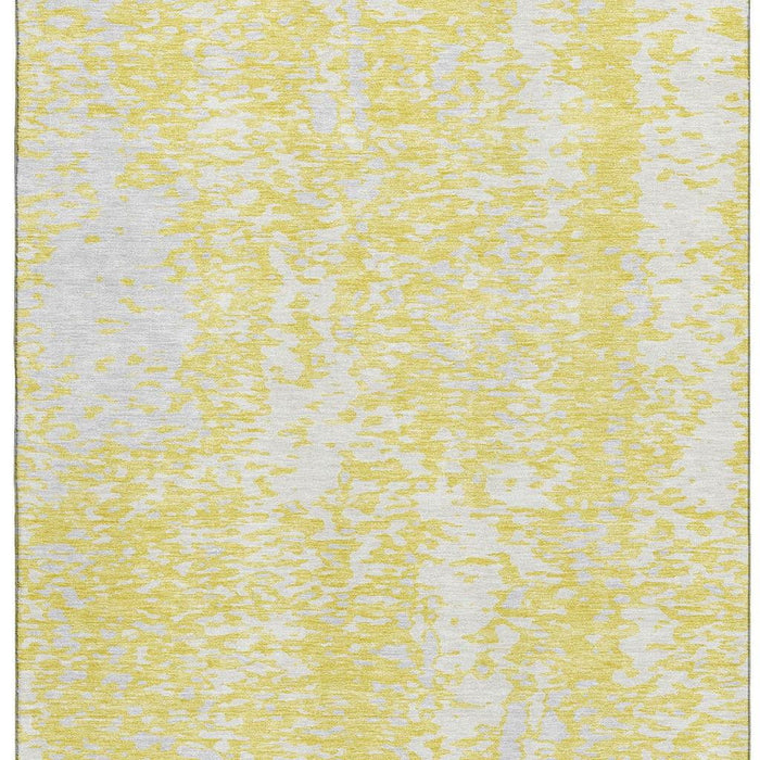 10' X 14' Abstract Washable Area Rug With UV Protection (675480) - Yellow / Ivory