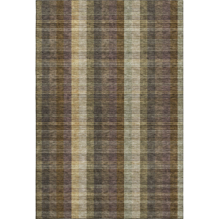 10' X 14' Plaid Washable Area Rug With UV Protection (676452) - Brown / Ivory / Plum