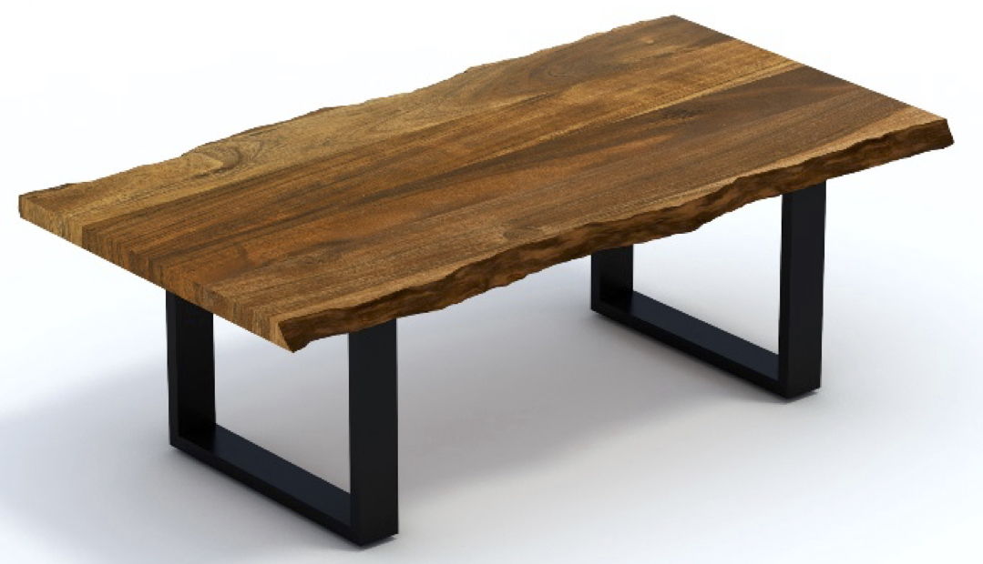 Solid Wood And Iron Coffee Table - Brown