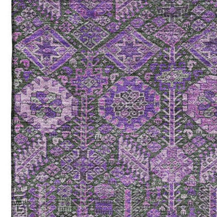 10' X 14' Tribal Washable Area Rug With UV Protection (649894) - Purple / Ivory