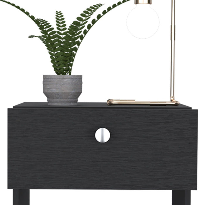 18.5" x 15.8" x 19.7" One Drawer Faux Wood Nightstand - Black