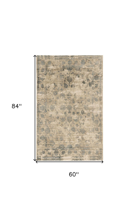 5' x 7' Viscose Area Rug - Sand Or Blue