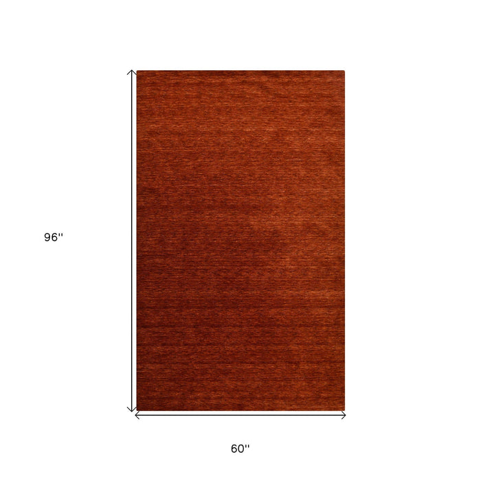 5' X 8' Wool Hand Woven Area Rug - Red
