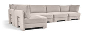 Meridian Furniture Hammond velvet performance fabric L-shaped sectional with five upholstered stationary sections, modern living room furniture