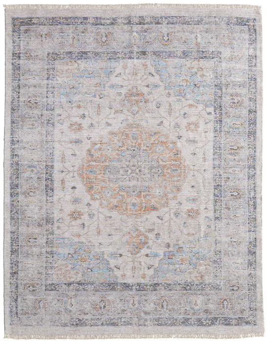 8' X 10' Oriental Hand Woven Distressed Area Rug With Fringe - Ivory