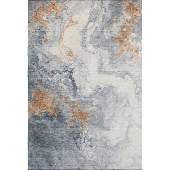 10' X 14' Abstract Washable Area Rug With UV Protection (705425) - Gray / Copper / Ivory