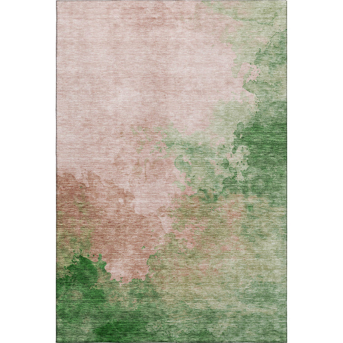 10' X 14' Abstract Washable Area Rug With UV Protection (686174) - Pink / Emerald