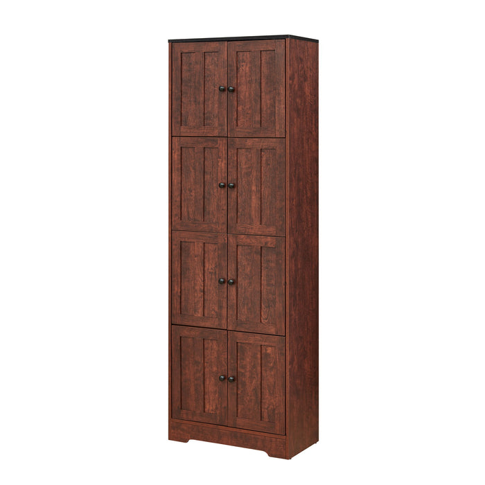 Giga tall accent storage cabinet with 8 doors and 4 shelves, ideal for living room, kitchen, or office storage.