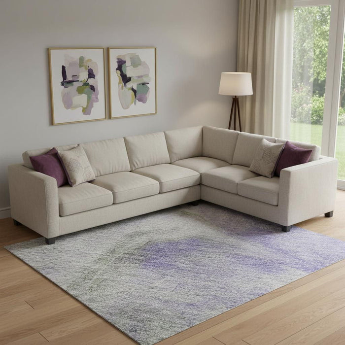 10' X 14' Abstract Washable Area Rug With UV Protection (696995) - Lavender / Gray / Silver