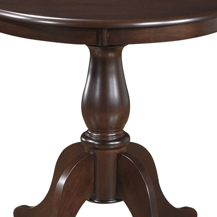 30" Rounded Solid Manufactured Wood And Solid Wood Pedestal Base Dining Table - Espresso