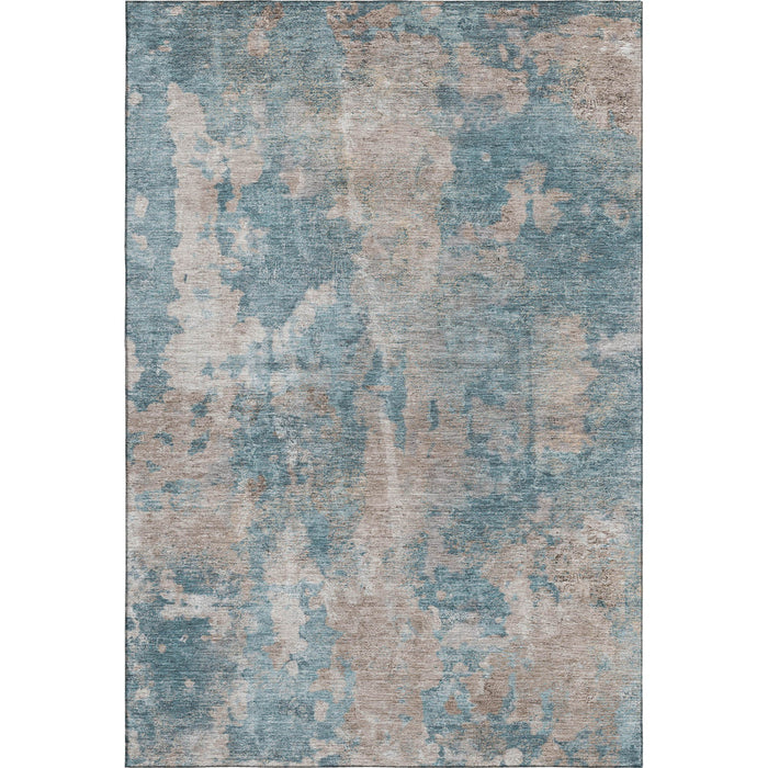 10' X 14' Abstract Washable Area Rug With UV Protection (649852) - Teal / Ivory
