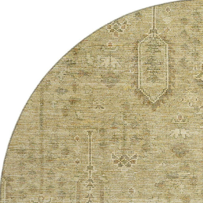 8' Southwestern Washable Round Rug With UV Protection - Gold And Taupe