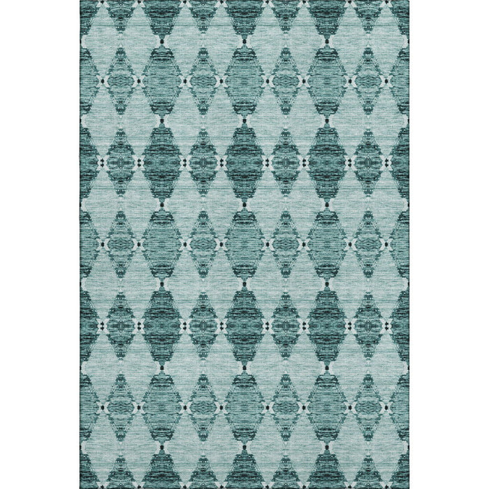 8' X 10' Moroccan Washable Area Rug With UV Protection (651158) - Teal / Ivory
