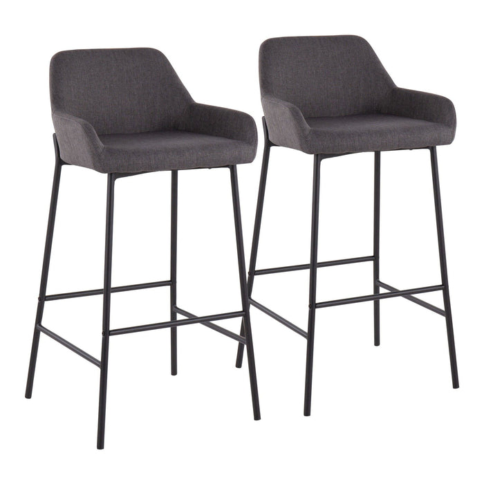 Daniella - Fixed-Height Bar Stool (Set of 2) - Black Metal And Charcoal Fabric