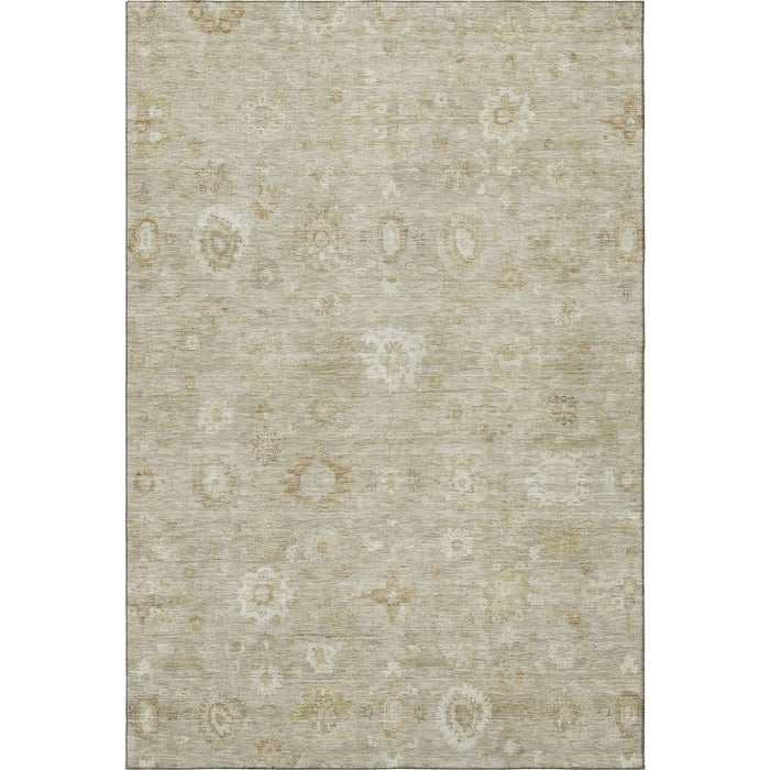10' X 14' Damask Washable Area Rug With UV Protection (700805) - Beige / Ivory