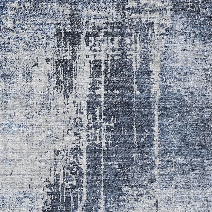 10' X 14' Abstract Washable Area Rug With UV Protection - Navy Blue And Ivory