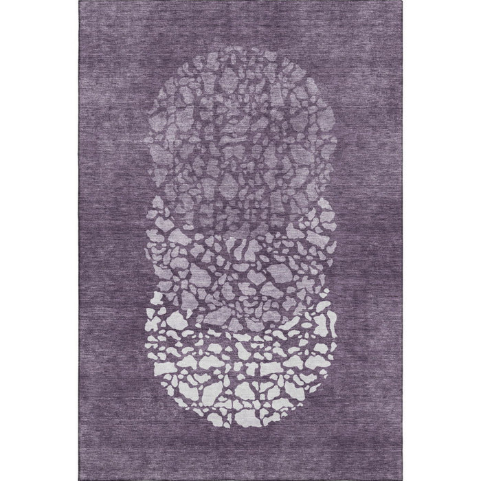 10' X 14' Abstract Washable Area Rug With UV Protection (653584) - Eggplant / Ivory