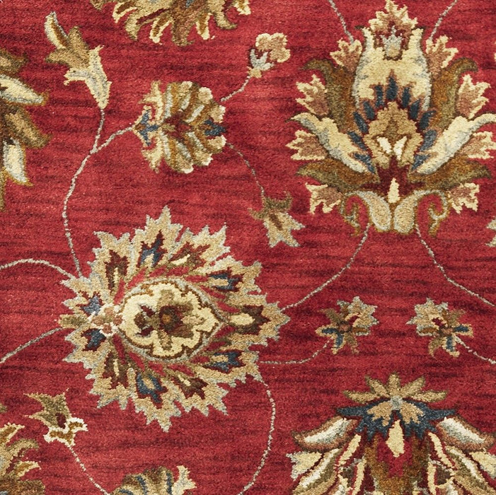 9' x 13' Wool Floral Handmade Area Rug - Red And Ivory