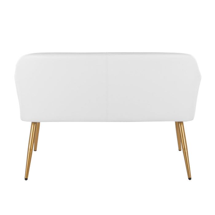 Daniella - High Back Bench - Gold Steel, White Faux Leather
