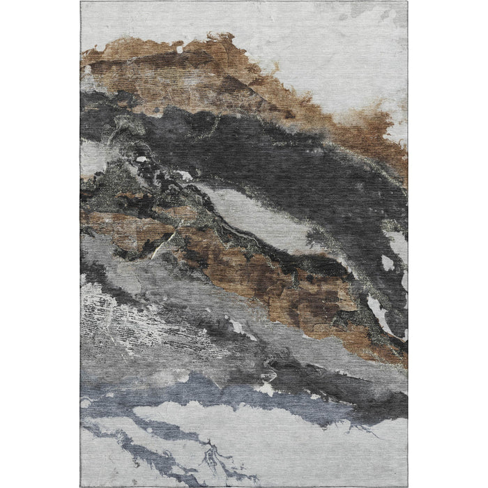 10' X 14' Abstract Washable Area Rug With UV Protection (716653) - Gray / Ivory