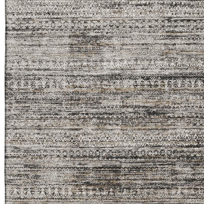 10' X 14' Striped Washable Area Rug With UV Protection (709762) - Taupe / Brown / Ivory