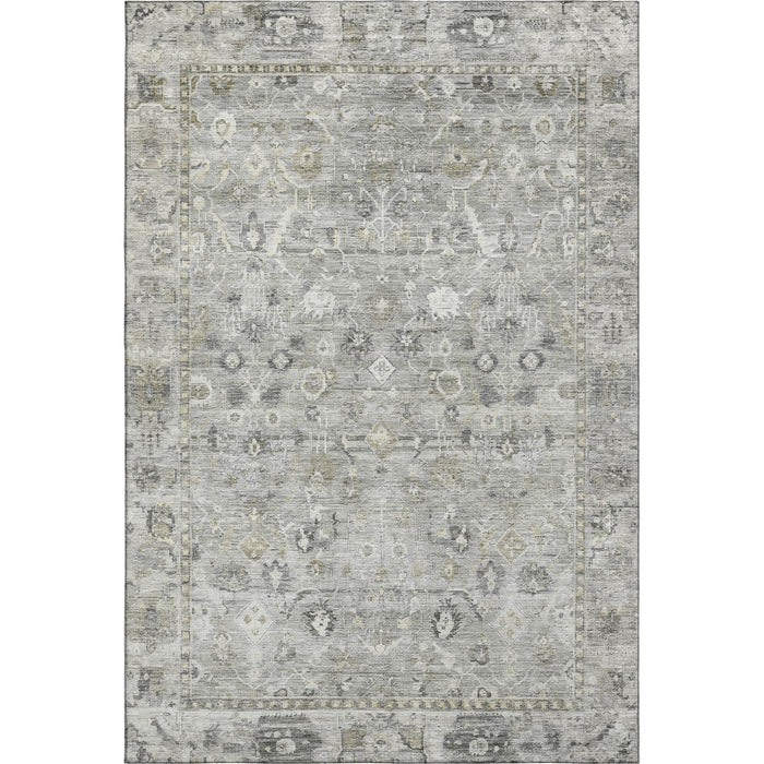 10' X 14' Oriental Washable Area Rug With UV Protection (700901) - Pewter / Ivory