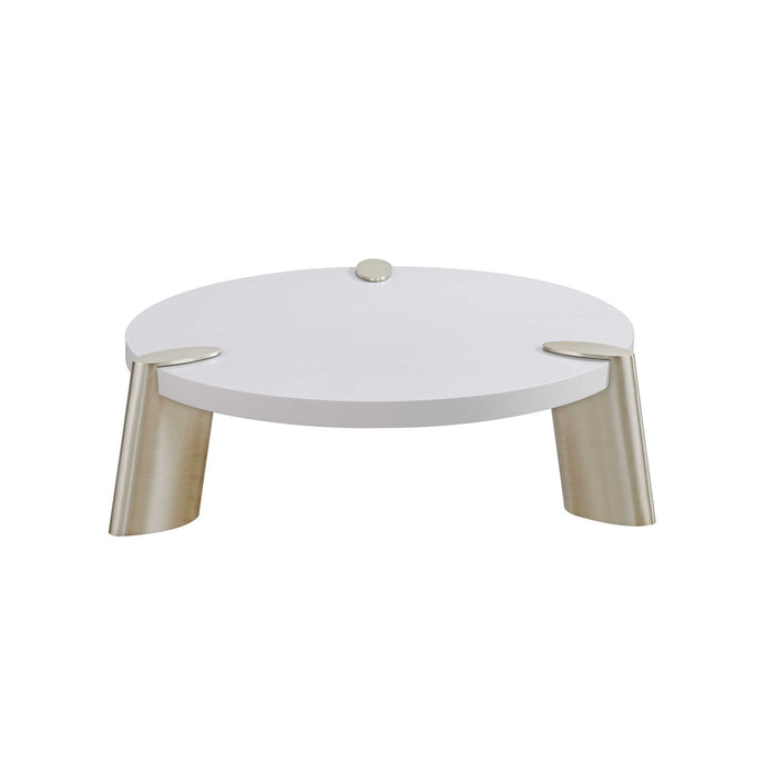 Stainless Steel Round Coffee Table - White And Gold