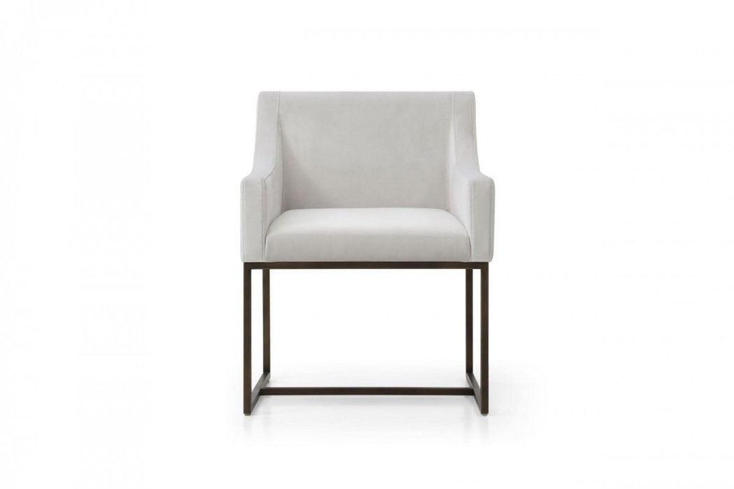 Upholstered Fabric Dining Arm Chair - Beige