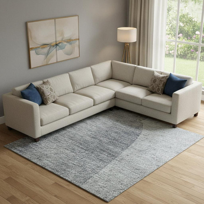 10' X 14' Abstract Washable Area Rug With UV Protection (710190) - Denim Blue / Gray
