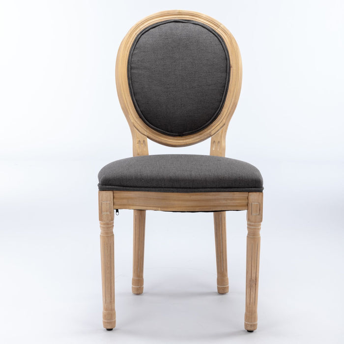 Set of 2 Giga French style solid wood frame antique dining chairs with fabric upholstered seats and elegant design.