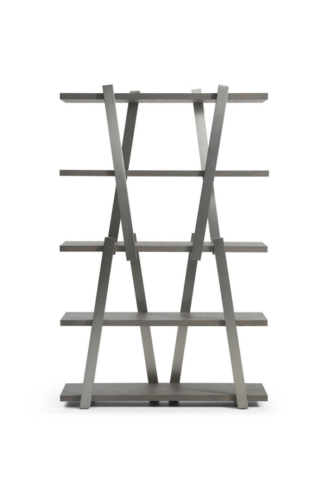 Stainless Four Tier Geometric Bookcase - Gray / Silver