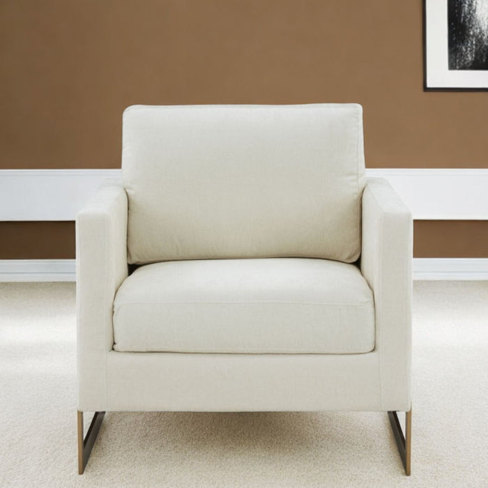 Upholstered Arm Chair - Cream And Gold